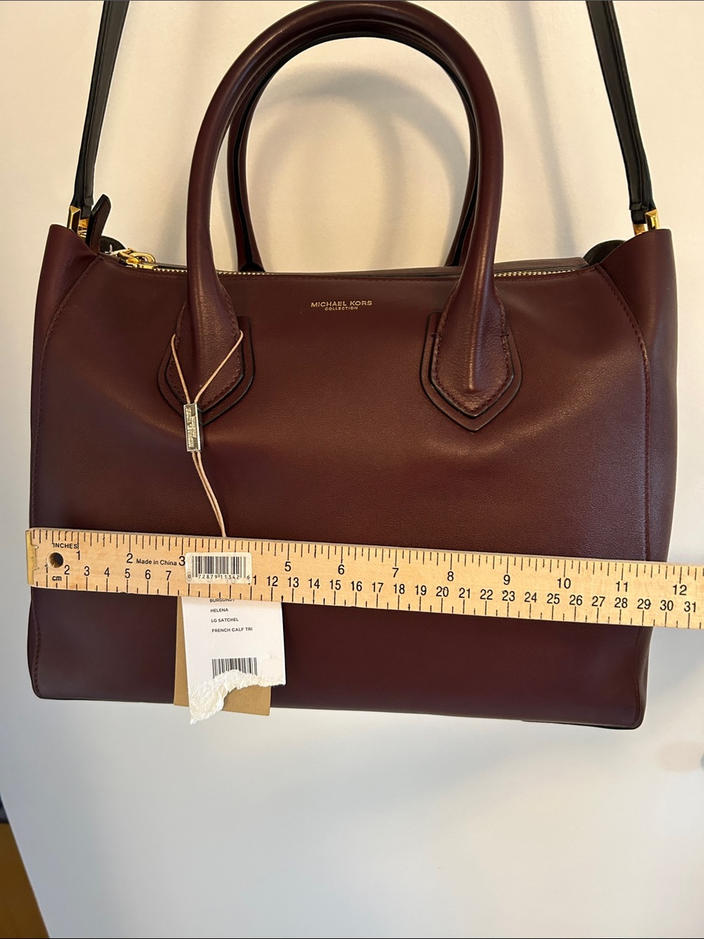 Michael Kors COLLECTION Helena CALF Leather Satchel with Gold-Tone Hardware - Picture 9 of 16